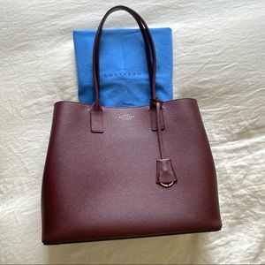 Smythson Panama Ciappa Business Bag in Burgundy